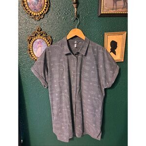 Bearded Goat Blue Gray Printed Button Down Sz Small Summer
